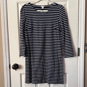 J Crew Classic Navy and White Striped Dress Sz Small